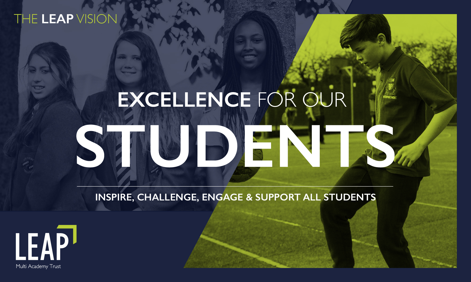 Graphic that reads: "The LEAP Vision: Excellence for our Students."